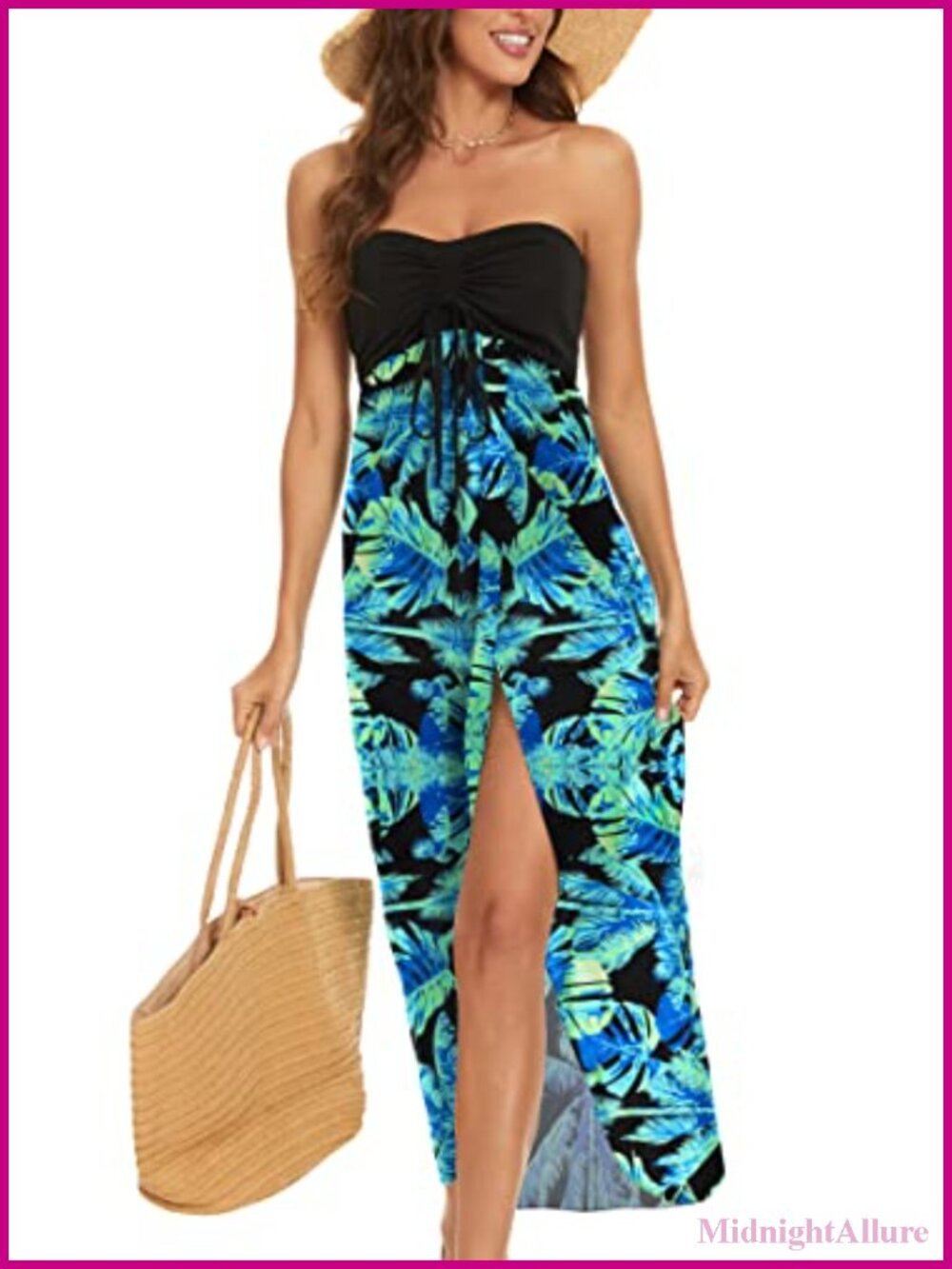 Strapless Maxi Sundress Women Asymmetrical Wrap Cover Up